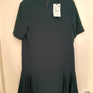 Green pleated Zara dress